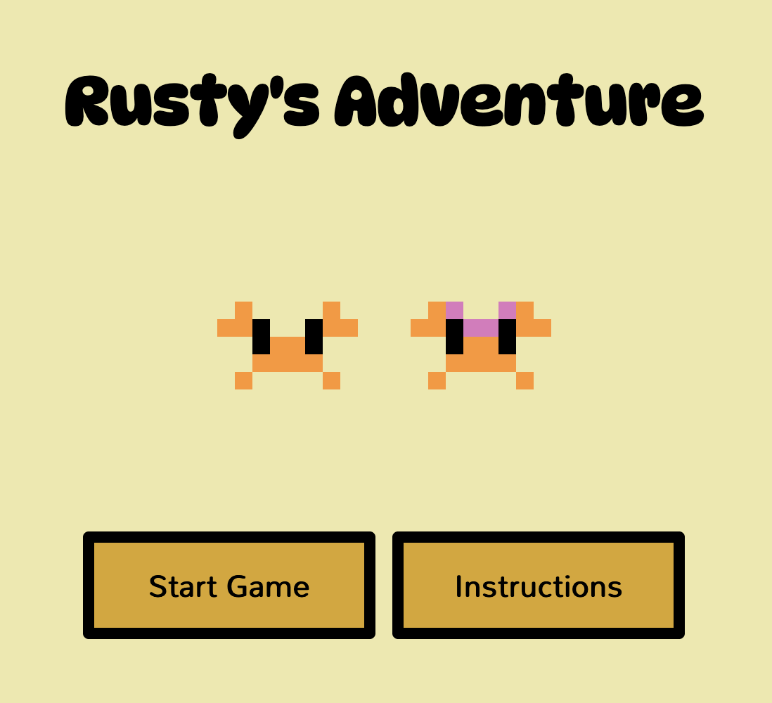Game start up screen